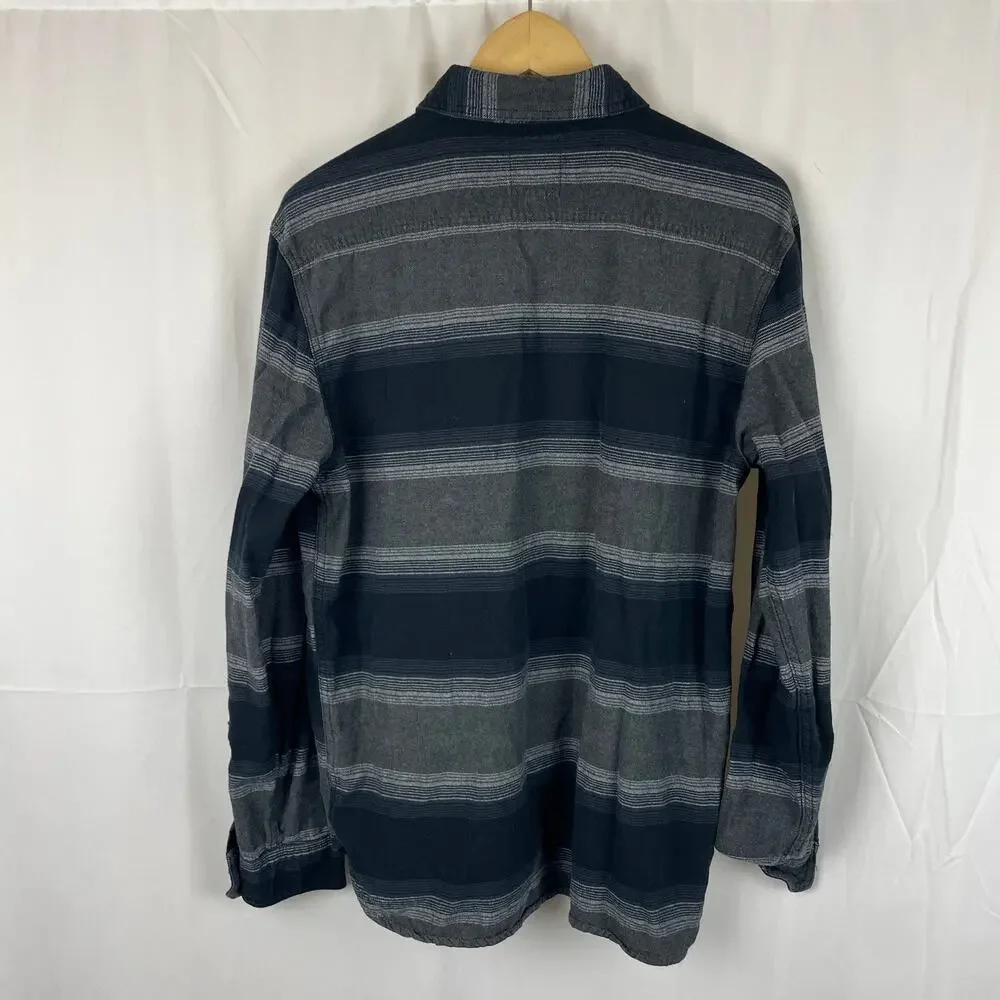 Levi's Flannel Button Up Shirt Black Stripes Long Sleeve Acres Men's Size L